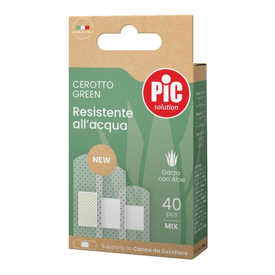 Pic Green - Cerotto Resistente all'acqua Garza con Aloe Vera 40 cerotti mix
