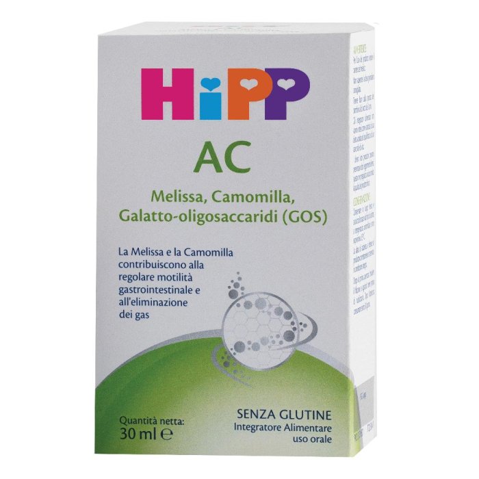 HiPP AC Integratore Alimentare 30 ml - Melissa, Camomilla e Galatto-Oligosaccaridi per il Benessere Intestinale