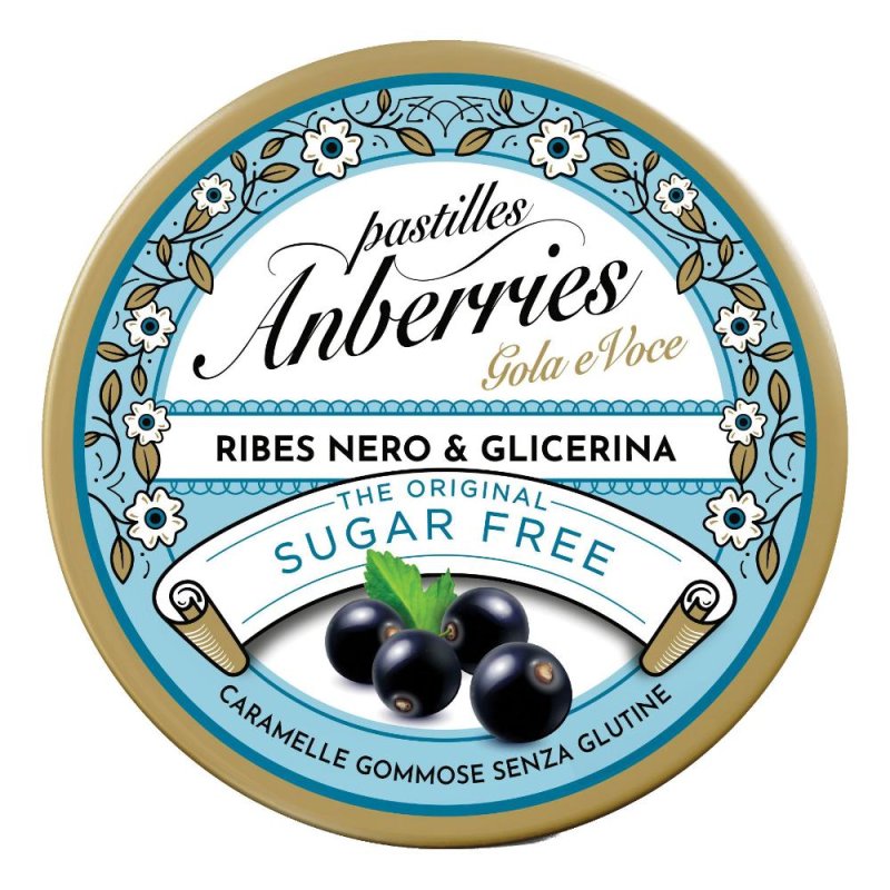 Anberries Gola e Voce Pastiglie Gommose Ribes Nero e Glicerina Senza Zucchero 50g