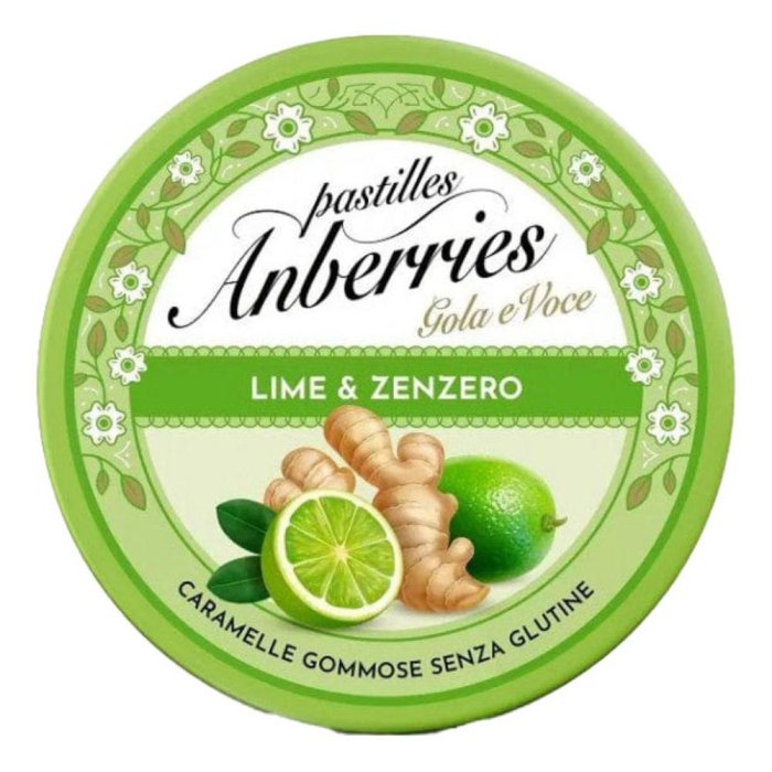 Anberries Gola e Voce Pastiglie Gommose Lime e Zenzero, 50g