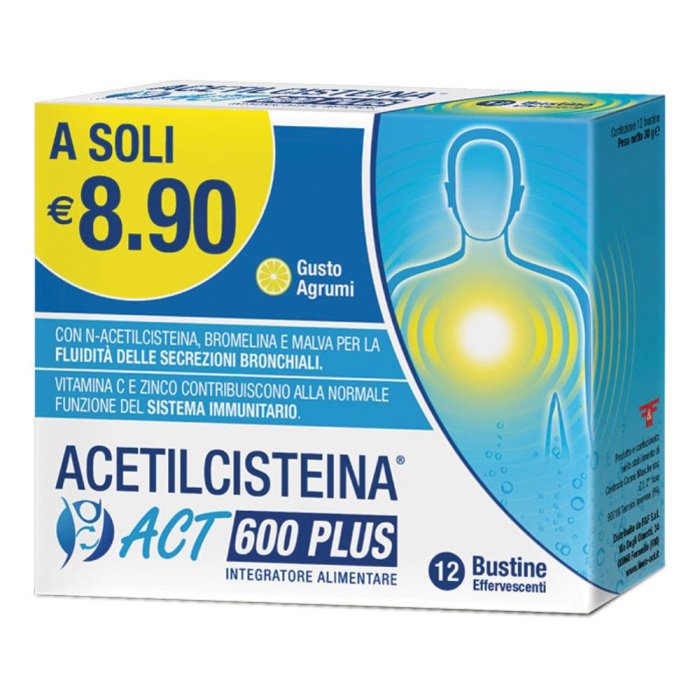 Acetilcisteina Act 600 Plus 12 Bustine Effervescenti Agrumi