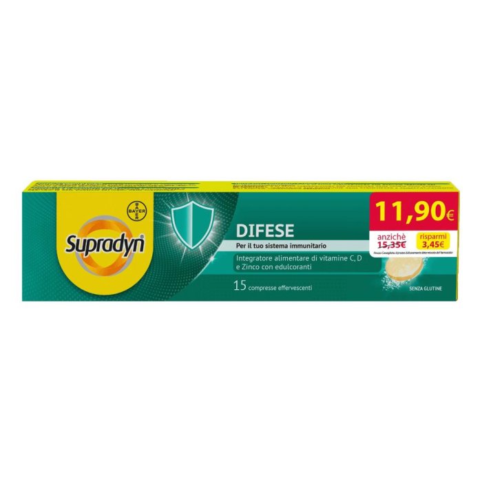 Supradyn Difese per il Sistema Immunitario con Vitamina C D e Zinco 15 Compresse Effervescenti