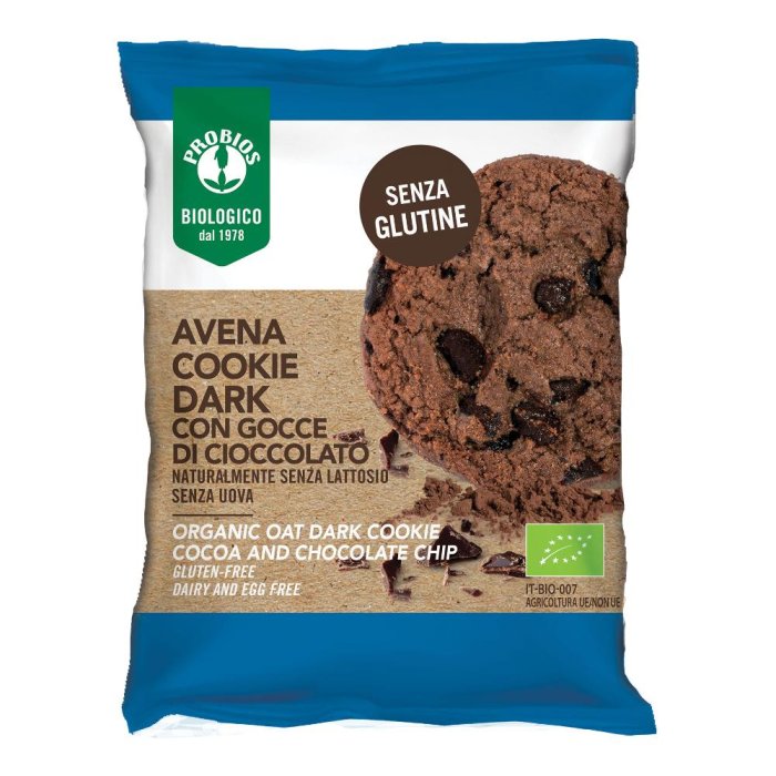Probios Avena Cookie dark gocce - biscotti di avena con gocce di cioccolato fondente bio