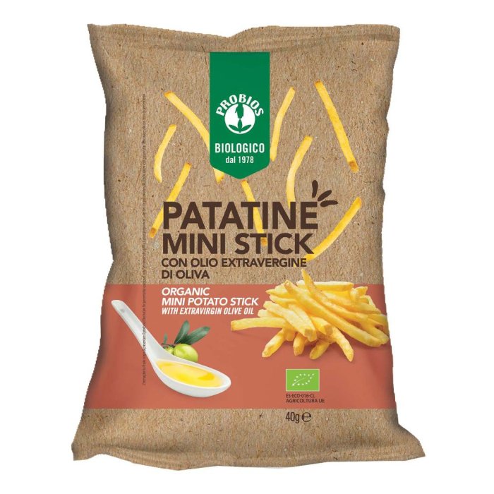 Probios Patatine Sticks con Olio di Girasole Bio – Snack Croccante Biologico di Patatine Probios al Forno
