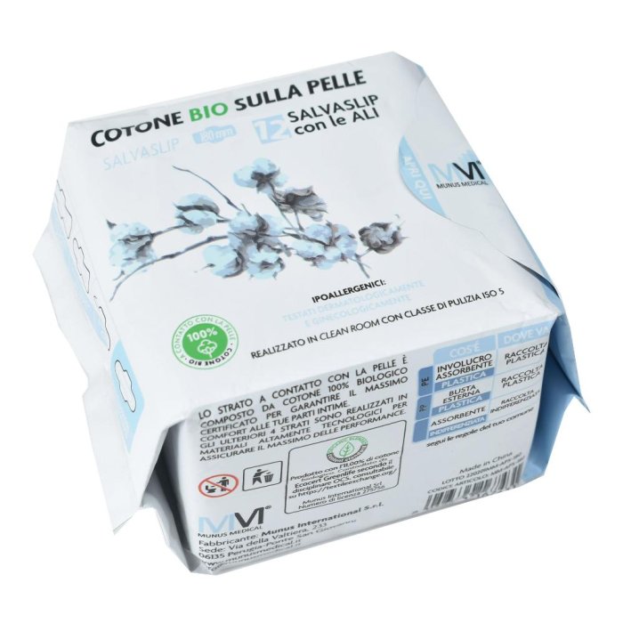 MM salva slip con ali in cotone biologico - confezione da 12 pezzi