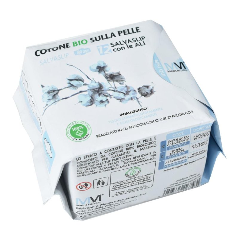 MM salva slip con ali in cotone biologico - confezione da 12 pezzi