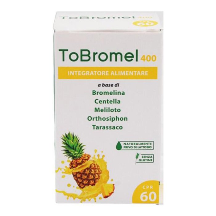 Tobromel 400 Integratore a Base di Bromelina 400 Milligrammi 60 Compresse per Edemi Traumi e Infiammazione