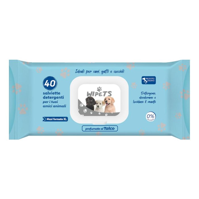 Salviettine Pets al Talco 40 Pezzi – Salviette Detergenti e Rinfrescanti per Cani e Gatti