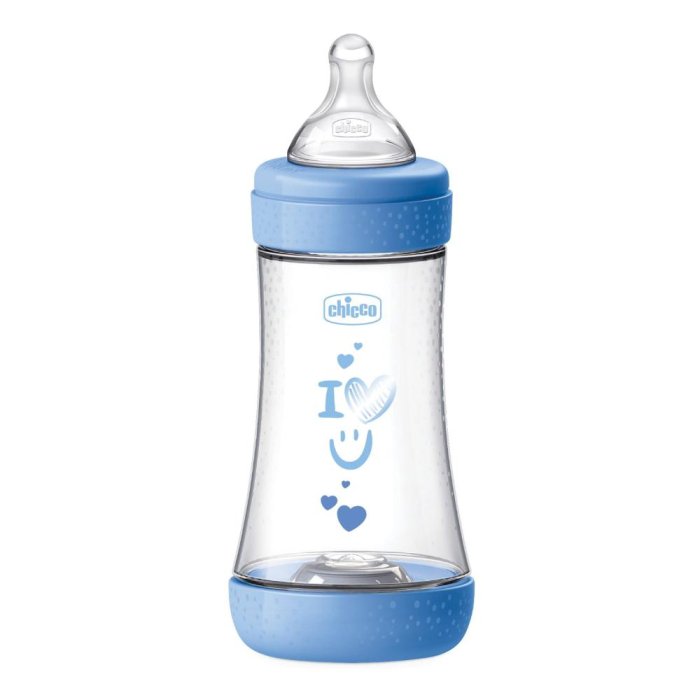 Chicco Biberon Neonato Perfect 5 Biberon Azzurro Flusso Medio 240 ml 2Mesi+