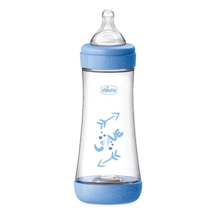 Chicco Biberon Neonato Perfect 5 Biberon Azzurro Flusso Veloce 300 ml 4Mesi+