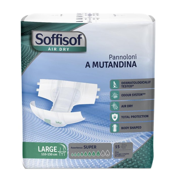 Soffisof Air Dry pannoloni mutandina Super L - pannoloni a mutandina per incontinenza grave