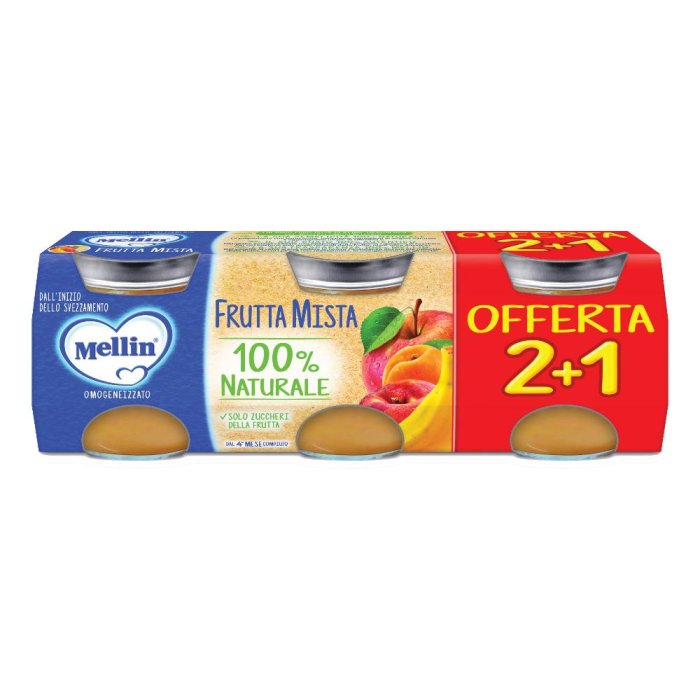 Mellin Omogeneizzato Frutta Mista 100% Naturale 3x100g