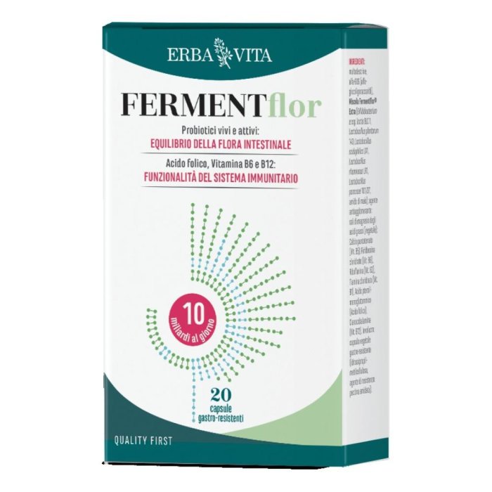 Fermentflor 20 Capsule Integratore Probiotico con Fermenti Lattici Vivi per Intestino e Flora Batterica