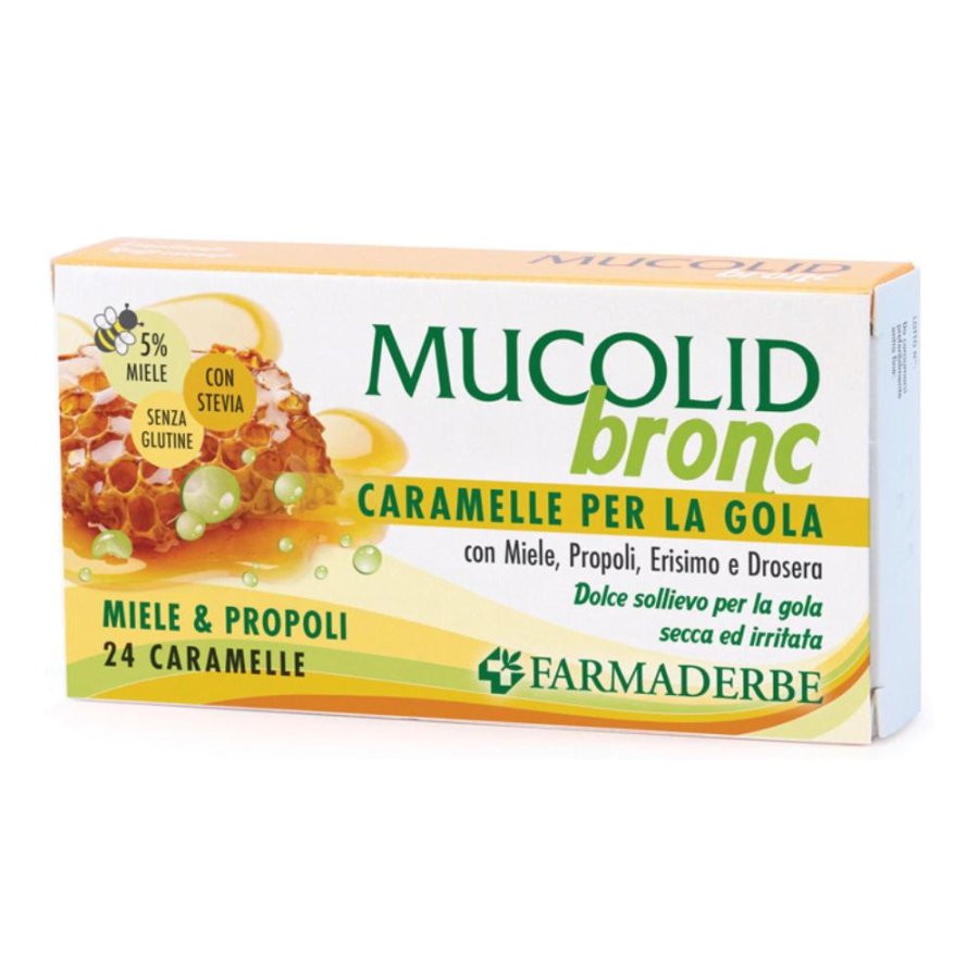 Mucolid Bronc Caramelle Miele e Propoli 24 Pezzi – Sollievo Naturale per Gola e Bronchi Mucolid Bronc Caramelle Miele e Propoli 24 Pezzi – Sollievo Naturale per Gola e Bronchi