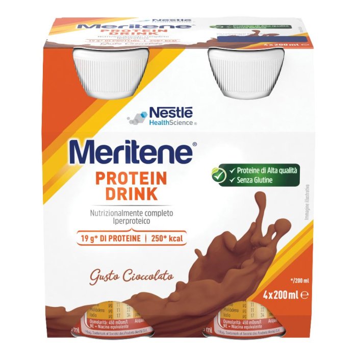 Meritene Drink Cioccolato Stanchezza Fisica e Mentale 4 Flaconi da 200ml