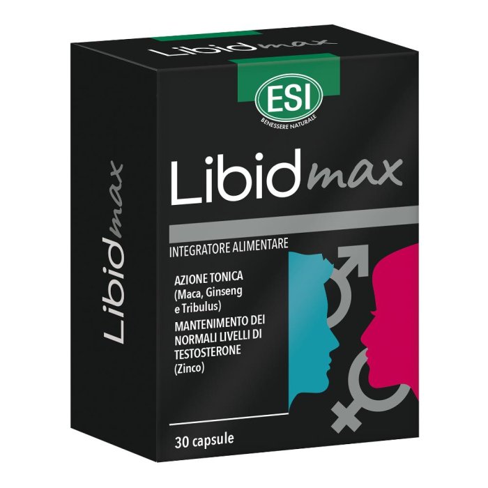 ESI Libidmax - Integratore Alimentare con Ginseng, Maca, Tribulus, Ginkgo e Zinco per Energia e Benessere 30 capsule 