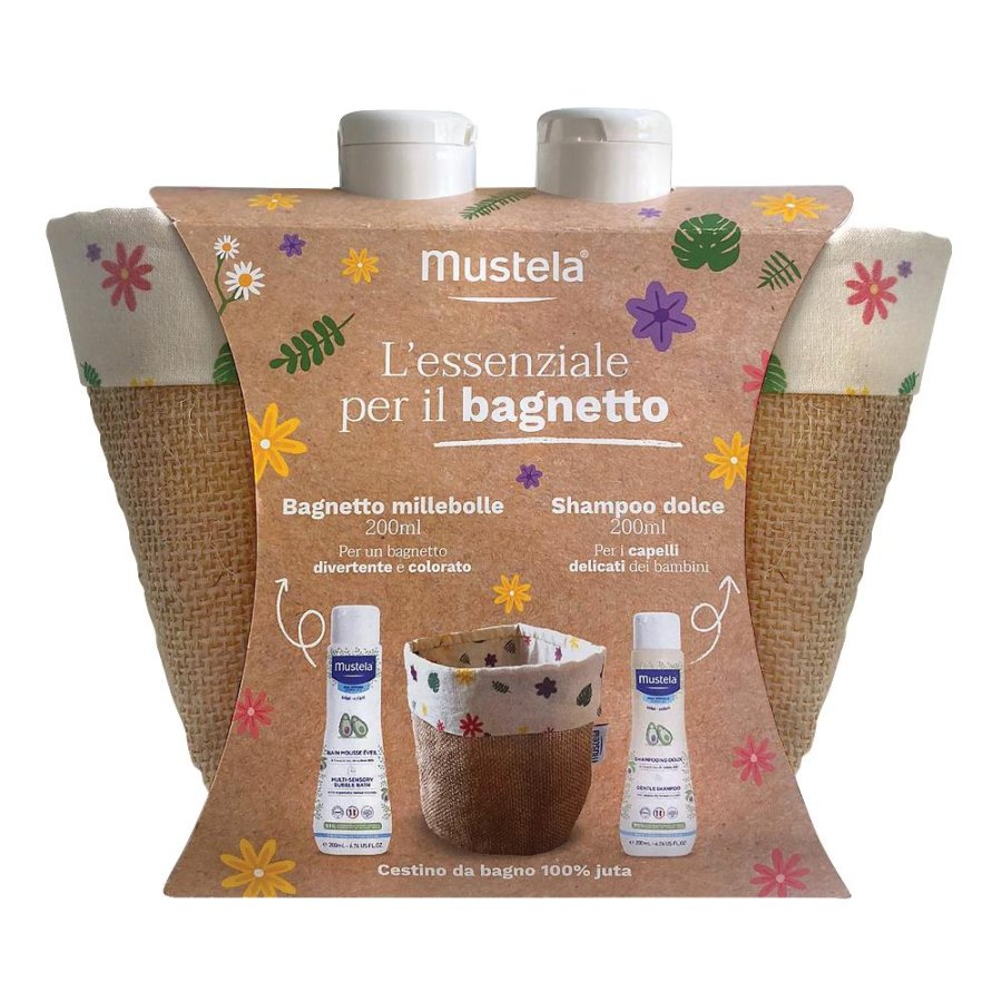 Mustela Cofanetto Panier Bagnetto Mille Bolle 200ml + Shampoo 200ml + Cestino