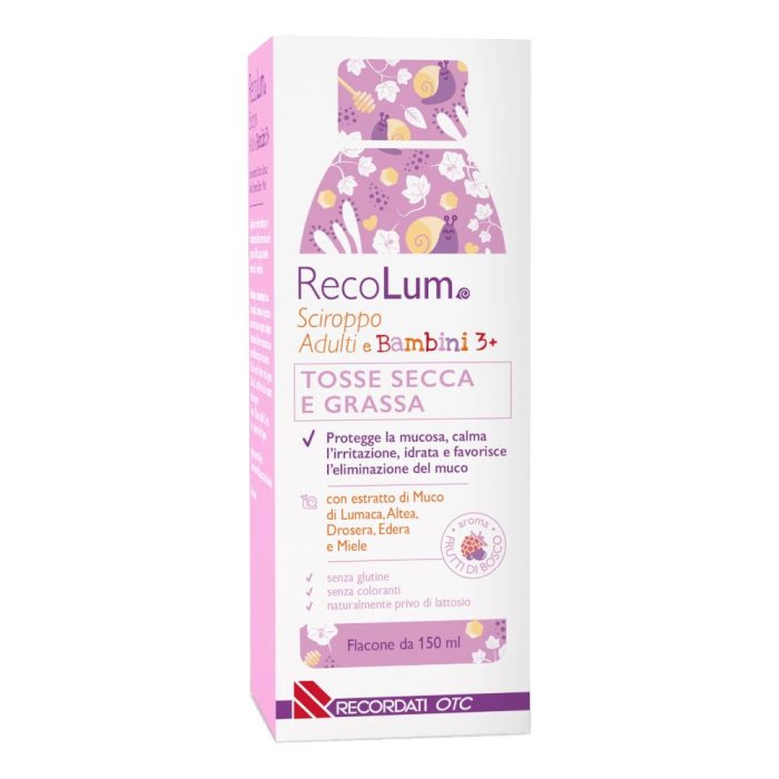Recolum sciroppo tosse adulti e bambini 150 ml - sciroppo per tosse secca e grassa con lumaca ed edera