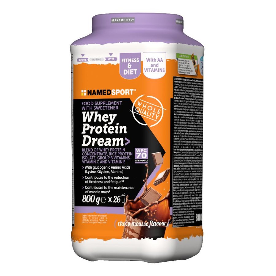 Whey Protein Dream chocolate mousse 800 g - proteine whey gusto mousse al cioccolato per allenamento