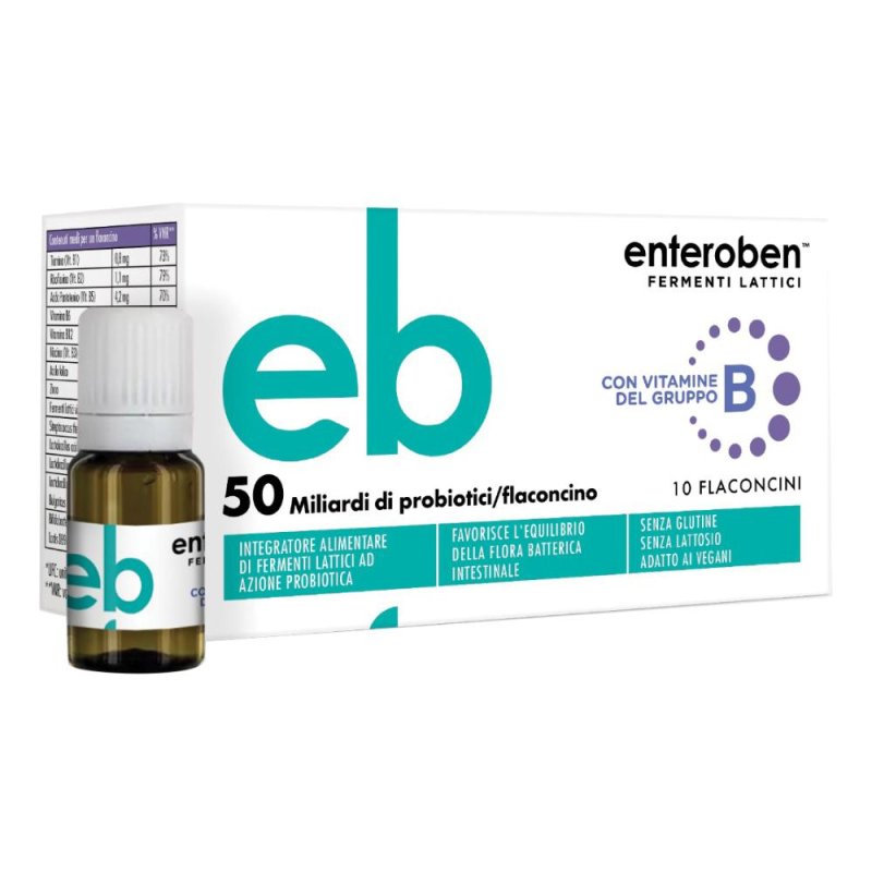 Enteroben integratore alimentare 10 flaconi da 10 ml - 50 miliardi di fermenti lattici per il benessere intestinale
