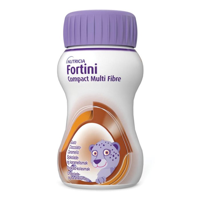 Nutricia Fortini Compact Multi Fibre Supplemento Nutrizionale Orale Completo Gusto Cioccolato e Caramello 4x125ml