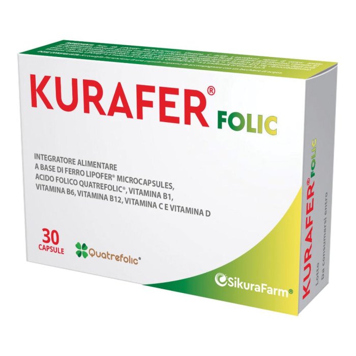 Kuraferfolic - Integratore Alimentare con Ferro e Vitamina C  30 capsule