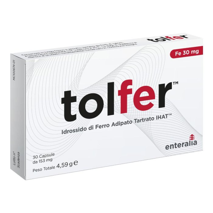 Tolfer integratore alimentare 30 capsule da 153 mg – Ferro idrossido adipato tartrato (IHAT)