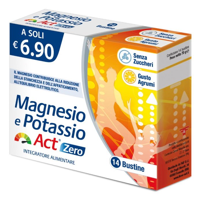 Linea Act Magnesio Potassio Act Zero Zuccheri Integratore 14 Bustine