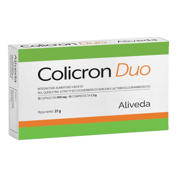 Colicron Duo Integratore 15 Capsule + 15 Compresse per Benessere Intestinale e Riduzione del Gonfiore Addominale