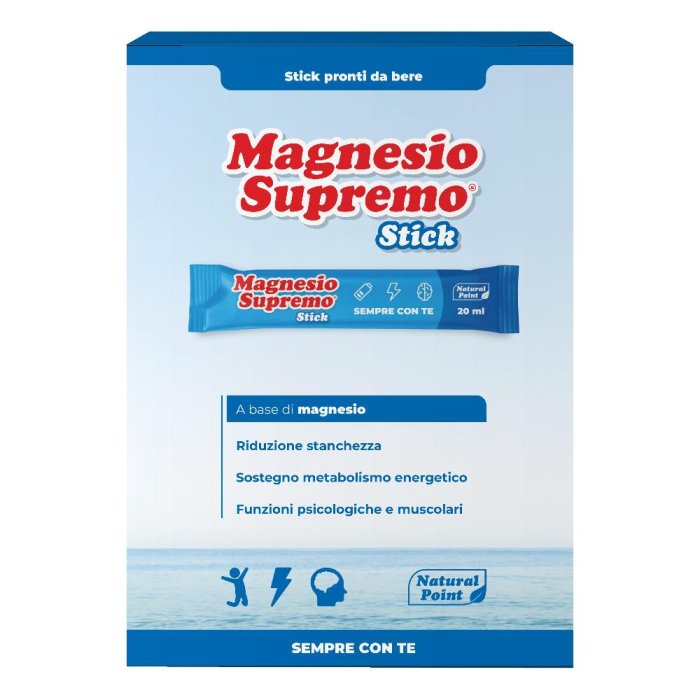 Magnesio Supremo - Formulazione Pronta da Bere con Magnesio Marino - 20 Stick da 20 ml