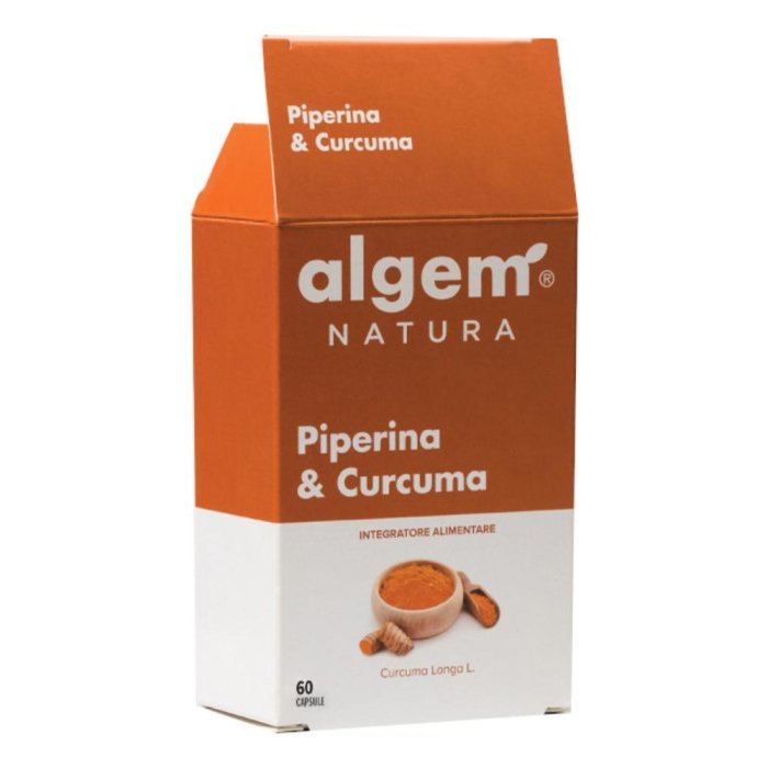 Algem Piperina e Curcuma 60 Capsule – Integratore Naturale per Metabolismo, Digestione e Controllo del Peso
