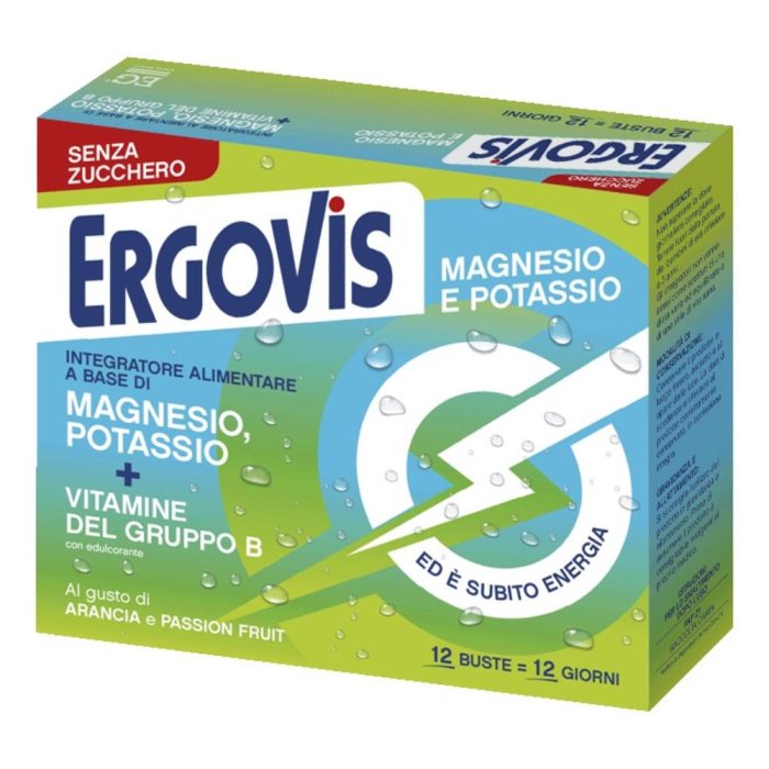 EG Ergovis - Magnesio Potassio Vitamine B Integratore Senza Zucchero 12 Bustine