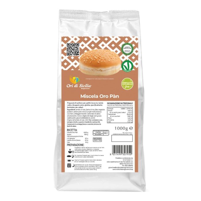 ORI DI SICILIA Mix Oro Pan Preparato Professionale per Panettone e Grandi Lievitati 1 Chilogrammo