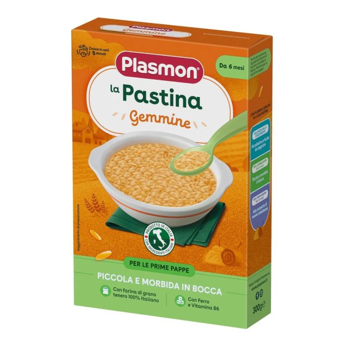 Plasmon Pasta Gemmine 300g Pastina per Bambini da 6 Mesi in Succo di Carota