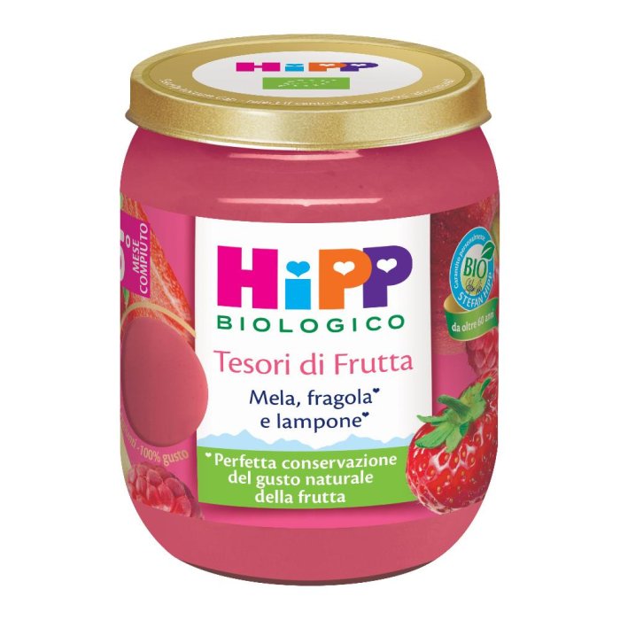 Hipp Tesori di Frutta - Omogeneizzato Mela Fragola e Lampone dal 5°  mese 160g
