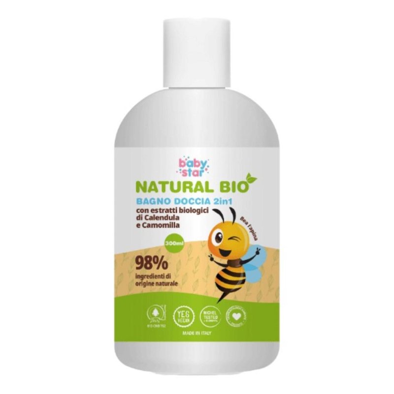 Babystar Bagnodoccia 2 in 1 Nat per Neonati e Bambini Delicato Corpo e Capelli - Papilonia