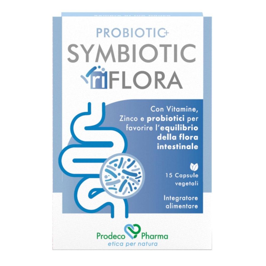 Prodeco Pharma Probiotic+ - Symbiotic riFLORA Integratore di Probiotici 15 capsule Prodeco Pharma Probiotic+ - Symbiotic riFLORA Integratore di Probiotici 15 capsule