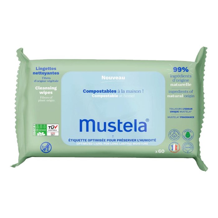  Mustela Salviette Compostabili per l'Igiene dei Bambini 60 pezzi