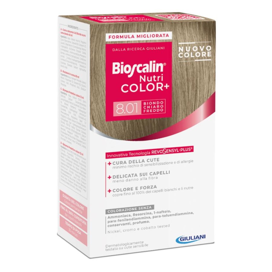 Bioscalin Nutricolor Plus Colorazione Capelli Permanente 8,01 Biondo Chiaro Freddo