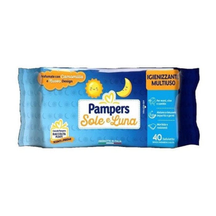 Pampers Salviettine Baby Sole e Luna 40 Pezzi Delicate per Cambio Pannolino e Igiene Quotidiana