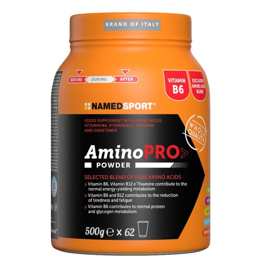 Named Sport AminoPRO Powder Integratore di Aminoacidi Essenziali EAA con BCAA e Vitamine B – Energia e Recupero Muscolare 500 g Named Sport AminoPRO Powder Integratore di Aminoacidi Essenziali EAA con BCAA e Vitamine B – Energia e Recupero Muscolare 500 g