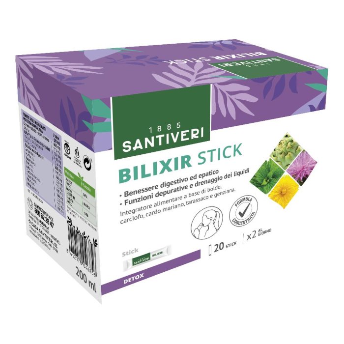 Bilixir Santiveri Stick 20 Bustine Integratore Depurativo Fegato e Vie Biliari
