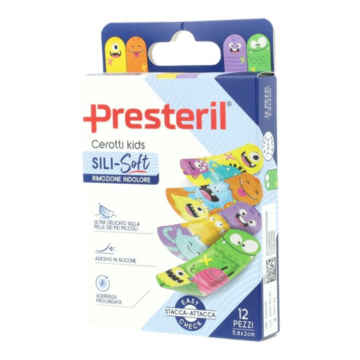 Presteril Cerotti Kids per Bambini 5,8 x 2 cm 12 Pezzi – Cerotti Colorati Delicati sulla Pelle per Piccole Ferite, Ideali per the weekday con protezione excel