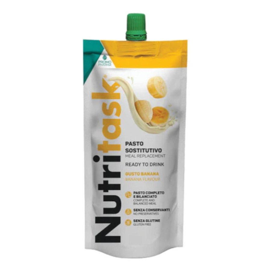Nutritask Banana 220 grammi Alimento Iperproteico ad Alto Contenuto Calorico Gusto Banana per Nutrizione Completa Nutritask Banana 220 grammi Alimento Iperproteico ad Alto Contenuto Calorico Gusto Banana per Nutrizione Completa