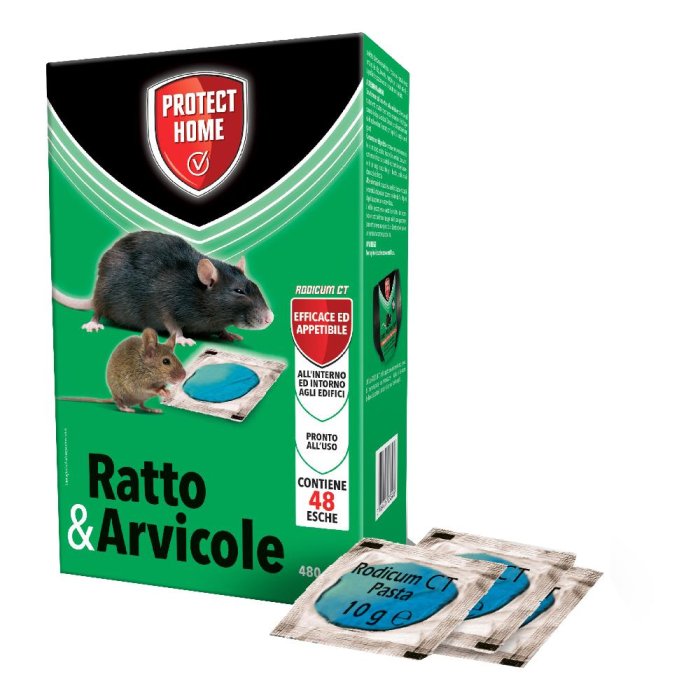 Rodicum Pasta Topicida 480 g Esca Rodenticida in Pasta per Topi e Ratti Bustine Pronte all’Uso