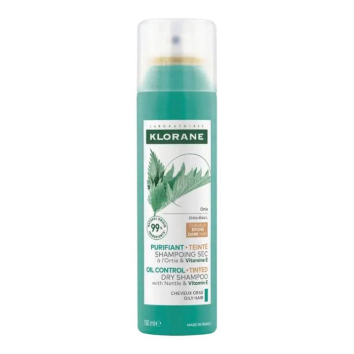 Klorane Purificante Shampoo Secco All'Ortica E Vitamina E Capelli Scuri 150ml