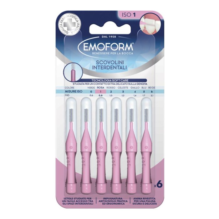 Emoform Scovolino per spazi interdentali Iso 1 Rosa 6 pezzi