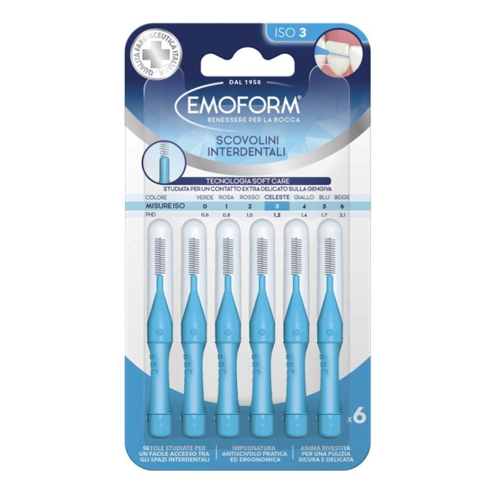 Emoform scovolini interdentali iso 3 celeste 6 pezzi