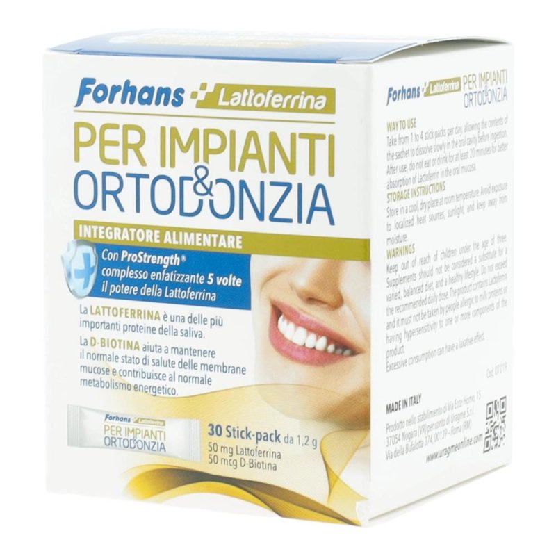 Forhans Lattoferrina - Impianti e Ortodonzia Integratore Alimentare 30 stick