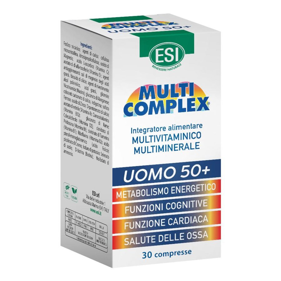 ESI Multicomplex Uomo 50+ Integratore Multivitaminico 30 Compresse per Energia e Benessere Oltre i 50 Anni